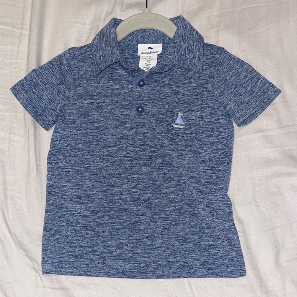 Tommy Bahama Heathered Blue Polo with Sailboat Accent